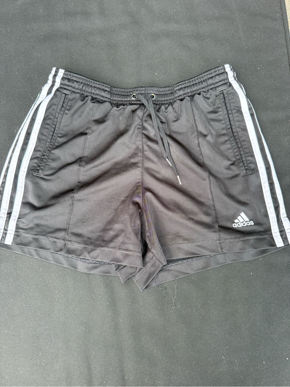adidas Black Kids Athletic Shorts with White Three-Stripes
